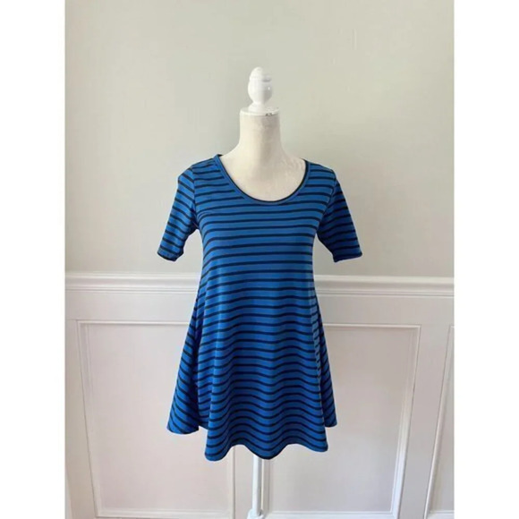 Lularoe Blue & Black Stripe Short Sleeve Top XXS - Picture 1 of 4